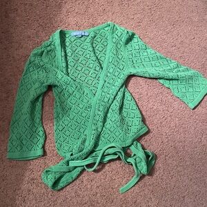 Smart Set Vibrant Green Open-Knit Cardigan
